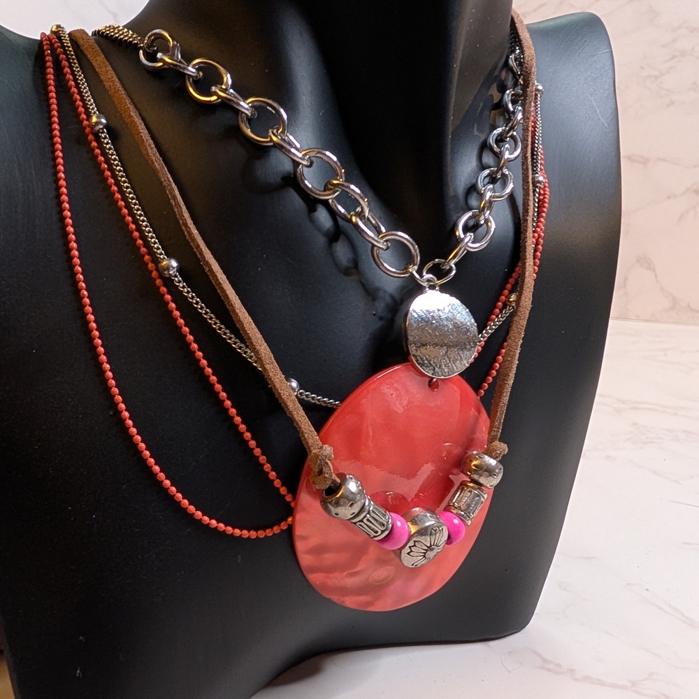 Collection Of Women's Necklaces with Pink & Coral